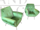    Coppia di poltrone design stile Gigi Radice in velluto verde                         