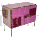 Credenza anni '80 in vetro rosa con maniglie illuminate a Led                            