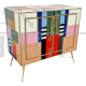 Credenza design a due ante in vetro colorato                            