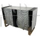 Credenza in vetro stampato a strisce d’onda bianche e nere effetto 3D                            