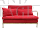 Divanetto in stile Maison Baguès in metallo dorato e alcantara rosso