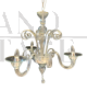 Lampadario design Cesare Toso in vetro di Murano trasparente e oro a 3 bracci                            