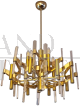 Lampadario grande di Gaetano Sciolari in ottone e cristallo