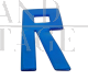 Lettera R in vetro azzurro, anni '80