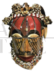 Maschera africana antica con perline e pelle di leopardo, Zaire