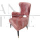 Poltrone in stile mid-century in velluto rosa antico