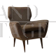 Poltrona Art Déco in tessuto marrone                            