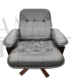 Poltrona girevole e reclinabile vintage in pelle, UNICO Design Danimarca, anni '70