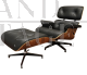 Poltrona lounge Eames in pelle nera con certificato di autenticità                            