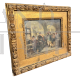 Romberg - Dipinto antico olio su carta con scena di vita quotidiana, XIX secolo                            