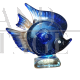 Scultura di pesce in vetro di Murano blu attr. Cenedese                            