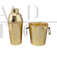Shaker con secchiello per il ghiaccio in alluminio dorato, Italia anni '60                            