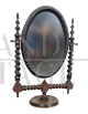 Specchietto da tavolo antico in legno tornito                            