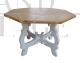 Tavolo ottagonale in legno di castagno con base sagomata, anni '70                            