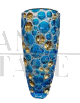 Vaso in vetro di Murano azzurro con oro                            