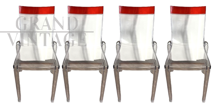 Set di 4 sedie Hi-Cut di Philippe Starck per Kartell trasparenti e