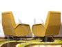 Coppia di poltrone design Marco Zanuso in tessuto giallo                            