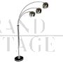 Piantana design Reggiani ad arco in acciaio cromato a 3 luci, Italia anni '60