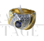 Anello anni '80 in oro con diamanti e zaffiro                            