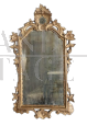 Antico specchio Luigi Filippo di metà '800 intagliato con foglia d'oro                            