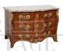 Cassettone comò antico a Tombeau in legno esotico pregiato con piano in marmo                            