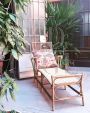 Chaise longue anni '60 in bamboo laccato ocra