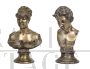 Coppia di sculture antiche di busti in argento massiccio firmate Gemito                            