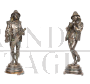 Coppia di sculture antiche Napoleone III firmate Lalouet in bronzo argentato                          