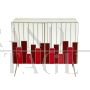 Credenza a due ante design in vetro bianco e rosso, anni '80