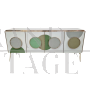 Credenza illuminata in vetro bianco con cerchi verdi