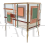 Credenza mobile bar design a due ante in vetro multicolore                            