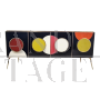 Credenza retroilluminata in vetro nero con cerchi colorati                            