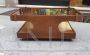 Tavolino da salotto vintage in teak con rotelle e piano in vetro