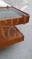 Tavolino da salotto vintage in teak con rotelle e piano in vetro