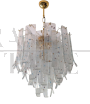 Lampadario con steli in vetro di Murano firmato Barbini, anni '70                            