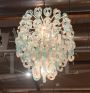 Lampadario dei Fratelli Toso in vetro di Murano a riccioli azzurri                            