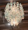 Lampadario dei Fratelli Toso in vetro di Murano a riccioli azzurri