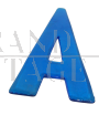 Lettera A in vetro azzurro, anni '80                            