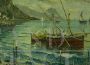 Dipinto Marina di Napoli di Luigi Basile, scuola Posillipo, olio su tavola 