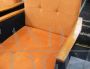 Coppia di poltrone vintage design in legno e tessuto arancione