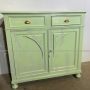 Piccola credenza liberty provenzale laccata verde, primi '900                            