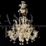 Lampadario in stile Rezzonico in vetro di Murano cristallo dorato                            