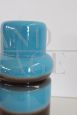 Vaso artistico in ceramica blu e marrone, anni '70