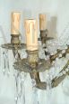 Lampadario in bronzo con cristalli anni '60