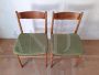 Coppia di sedie vintage in stile scandinavo in frassino e tessuto verde                            