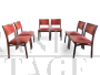 Set di 6 sedie vintage in mogano e velluto rosso, anni '60                            