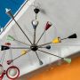 Lampadario Sputnik di Stilnovo originale con 12 punti luce a cono colorati