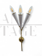 Coppia applique in ottone  a 3 luci, anni '60                            