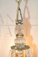 Lampadario in bronzo con cristalli anni '60