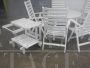 Set da giardino Calligaris con tavolino, poltrone e carrello in legno bianco, anni '70